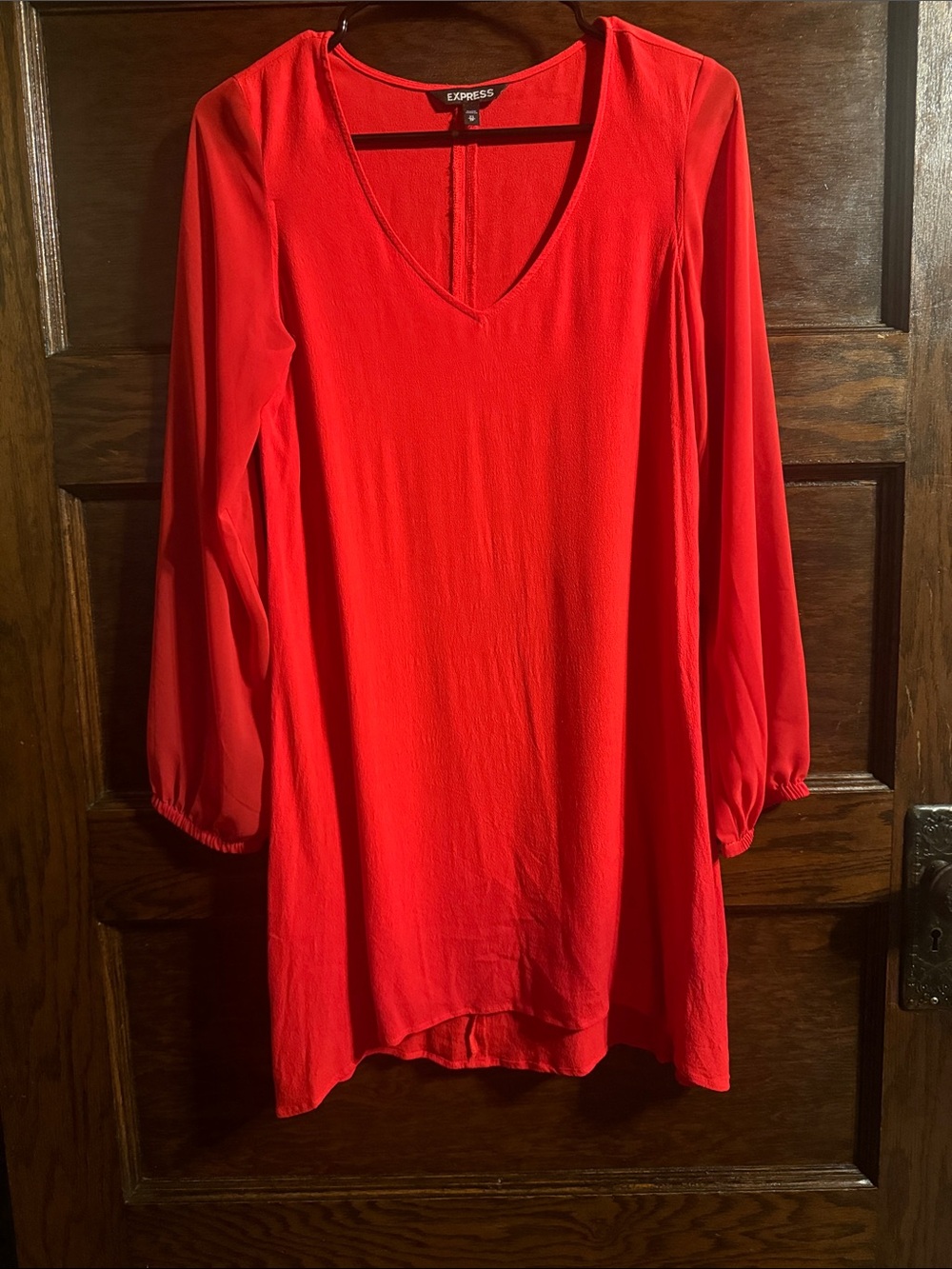 Express Women's Bright Red V-Neck Tunic Top